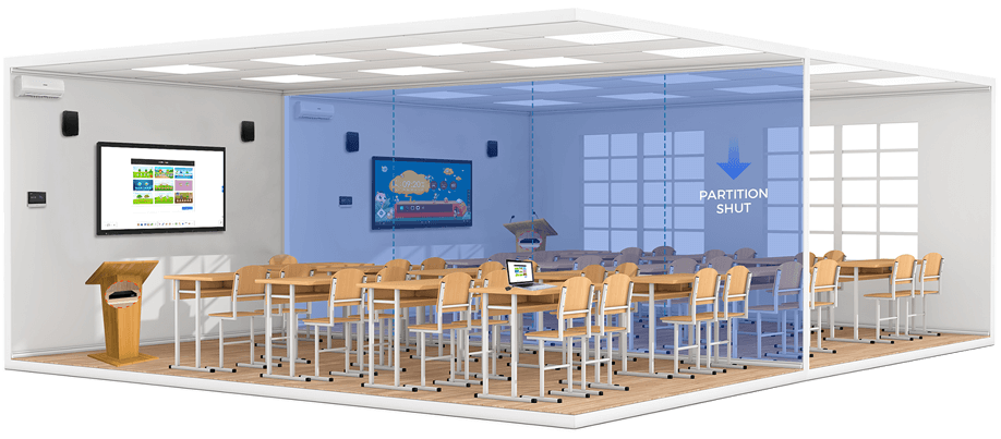 modis classroom with partition